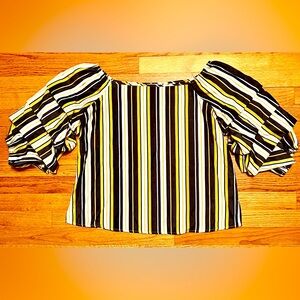 Tempted Los Angeles Ladies Navy & Gold Blouse with Blouson Sleeves - Size Medium